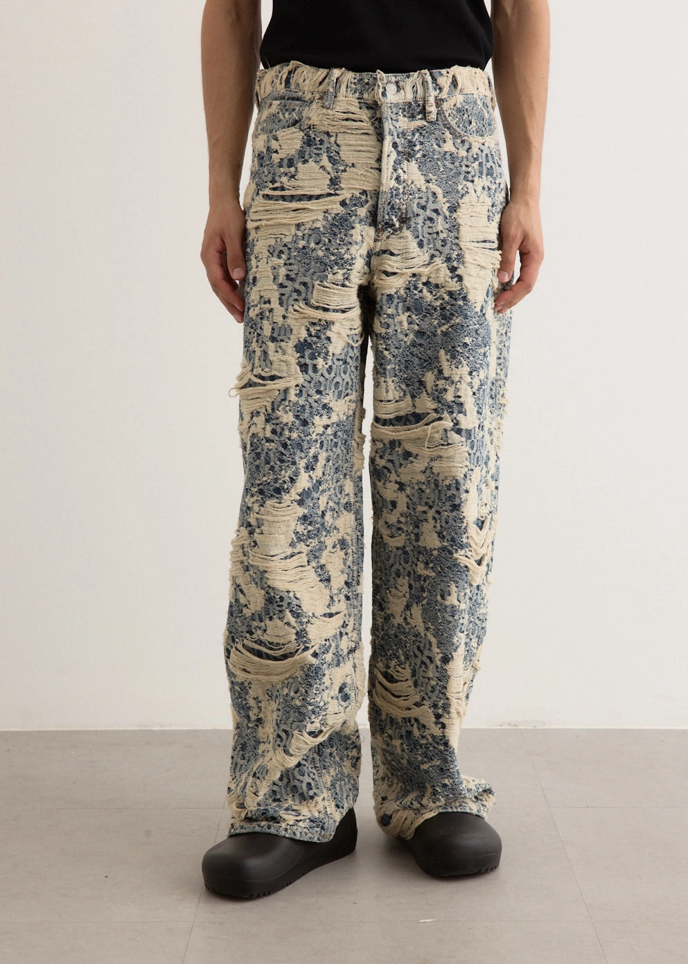 1981U Distressed Monogram Denim Jeans Low Impact Manufacturing Traveler Gear Brunch Outfit Casual Friday