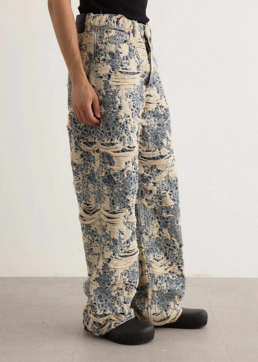 1981U Distressed Monogram Denim Jeans Chill Mode Teen Outfit Outdoor Adventure Sunny Vibes