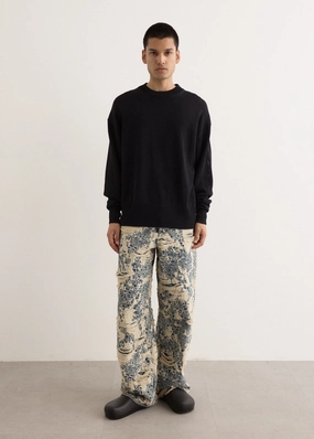 1981U Distressed Monogram Denim Jeans Easy Fashion