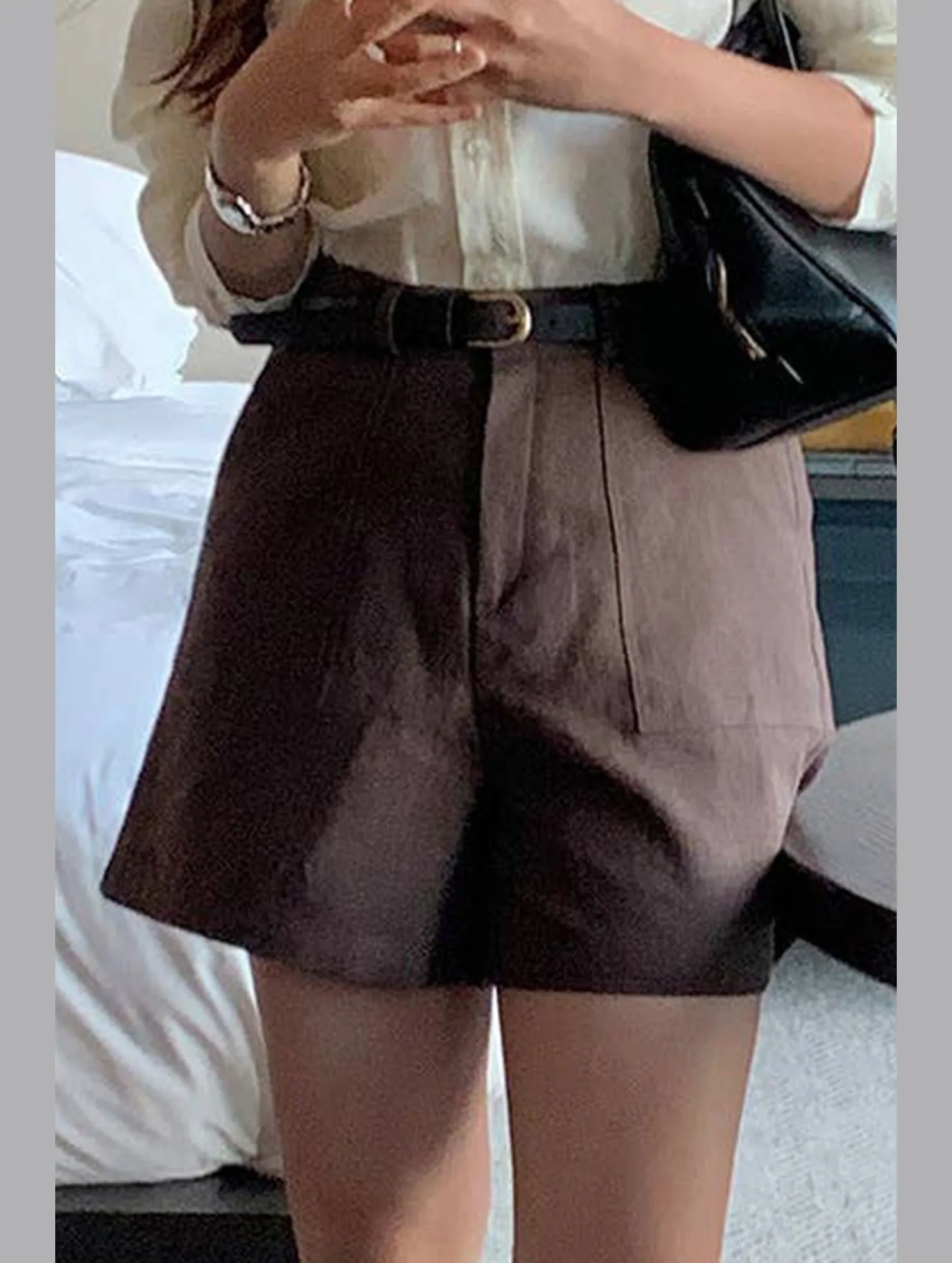 Weekend Outing COTTON AND LINEN DOUBLE-POCKET SHORTS_CWBLP0742