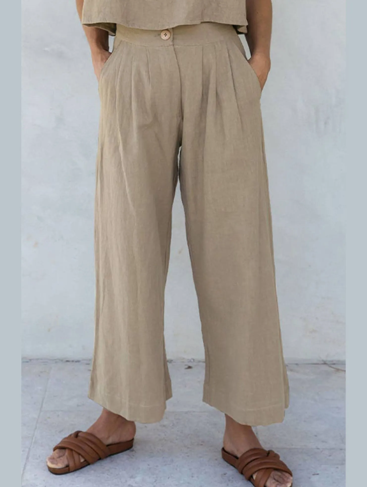 All Occasion Urban Wear COTTON AND LINEN STRAIGHT PANTS_CWBLP0731