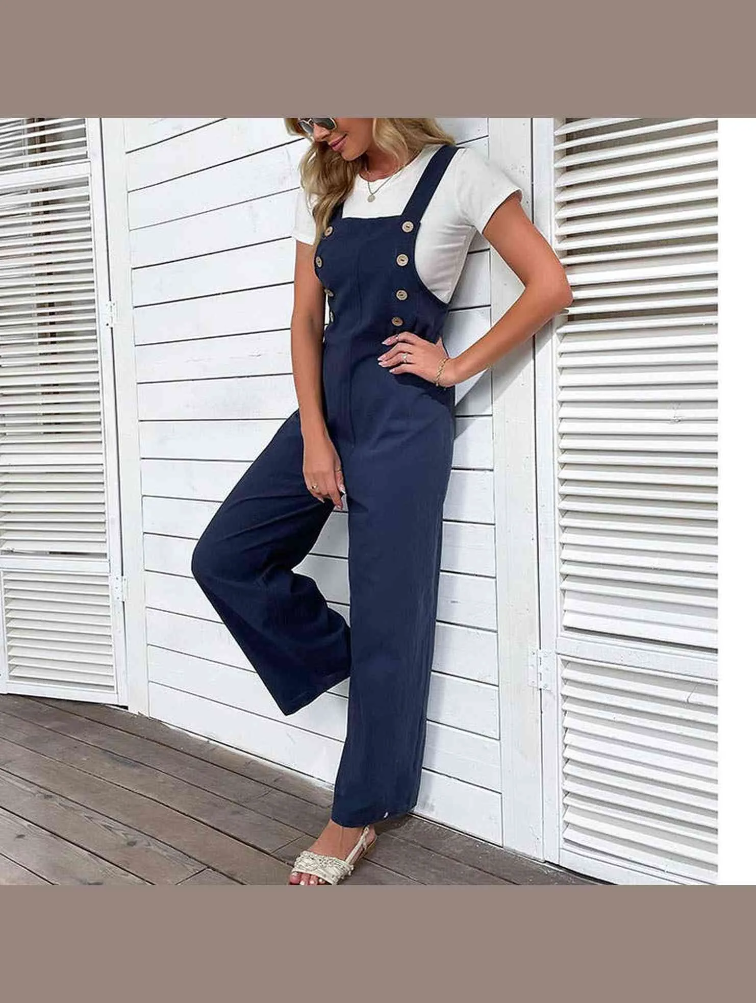 COTTON HEMP WIDE LEG OVERALLS_CWBLP0647 Modular Attachment Quick Fit Design