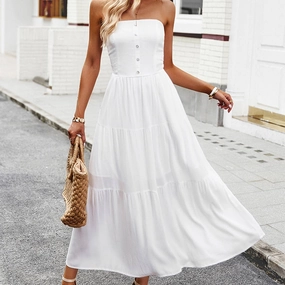COTTON STRAPLESS DRESS_CWDMD1534 Countryside-Style