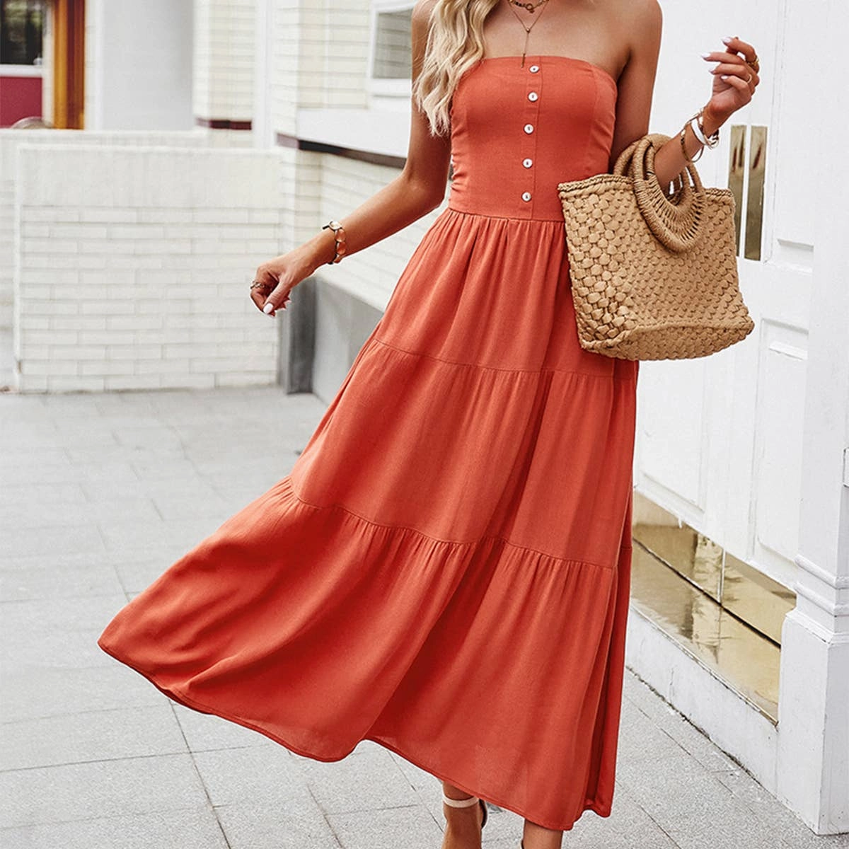 COTTON STRAPLESS DRESS_CWDMD1534 Bold Look