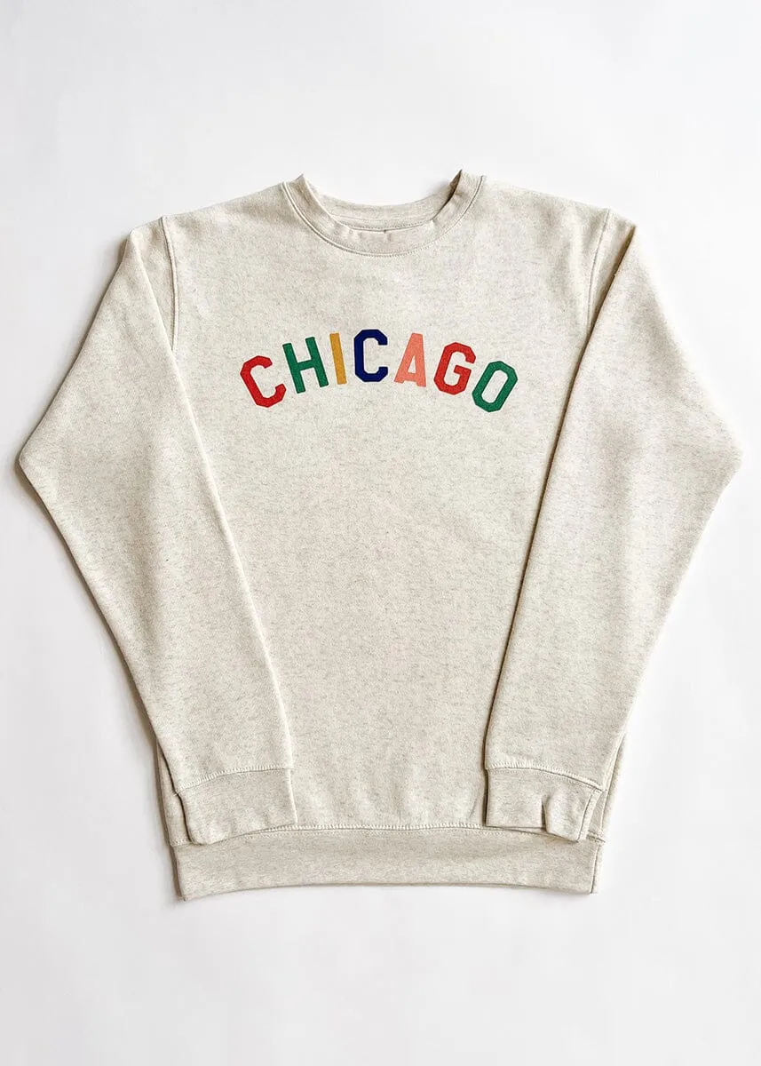 Trendy Winter Layered Look Sweet Home Chicago Sweatshirt - Heather Natural