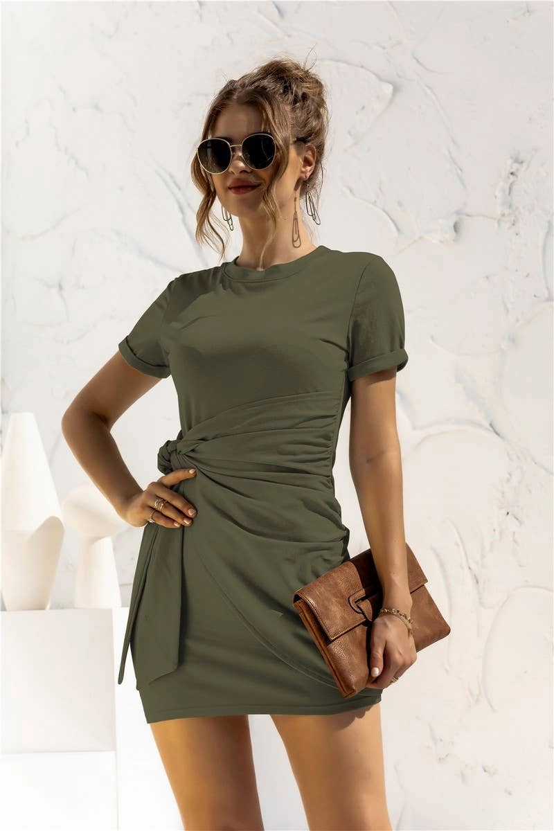 Noble Aura Polished Layer DESIGN SENSE LACE UP SHORT SLEEVED DRESS_CWDSD2628