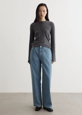 Crash Baggy Stripe Jeans Colorfast Dyeing Method