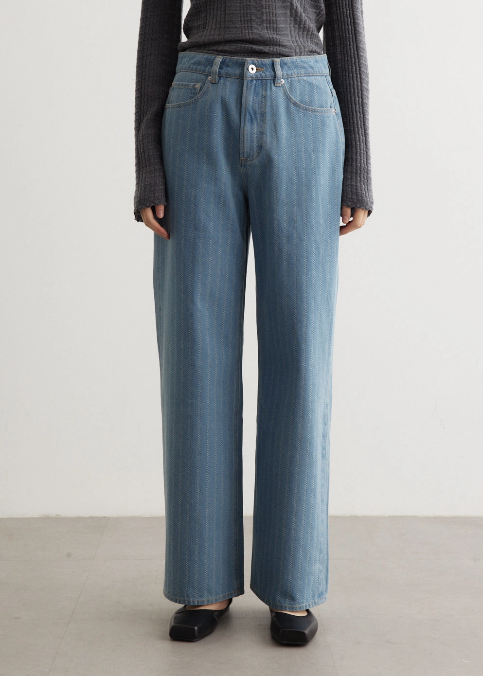 Crash Baggy Stripe Jeans Flexible Style