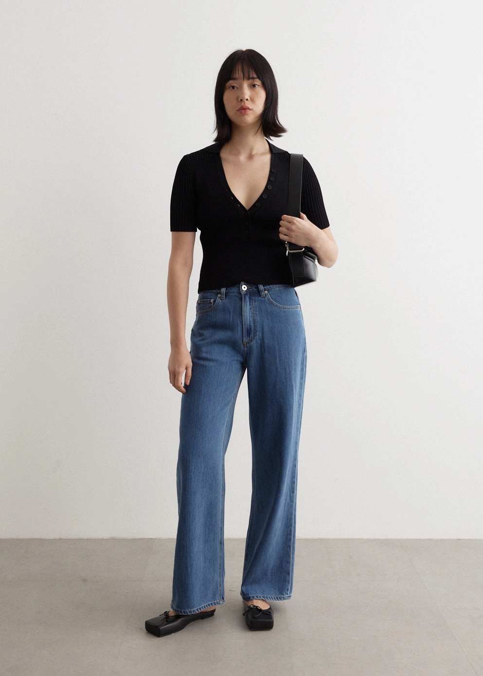 Relaxed Style Smart Casual Minimalist Style Crash Wide Leg Jeans