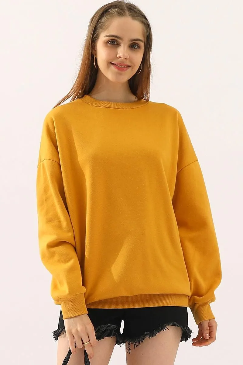 Bright and Bold Flexible Weave CREW NECK LONG SLEEVE PULLOVER TOPS SWEATSHIRT