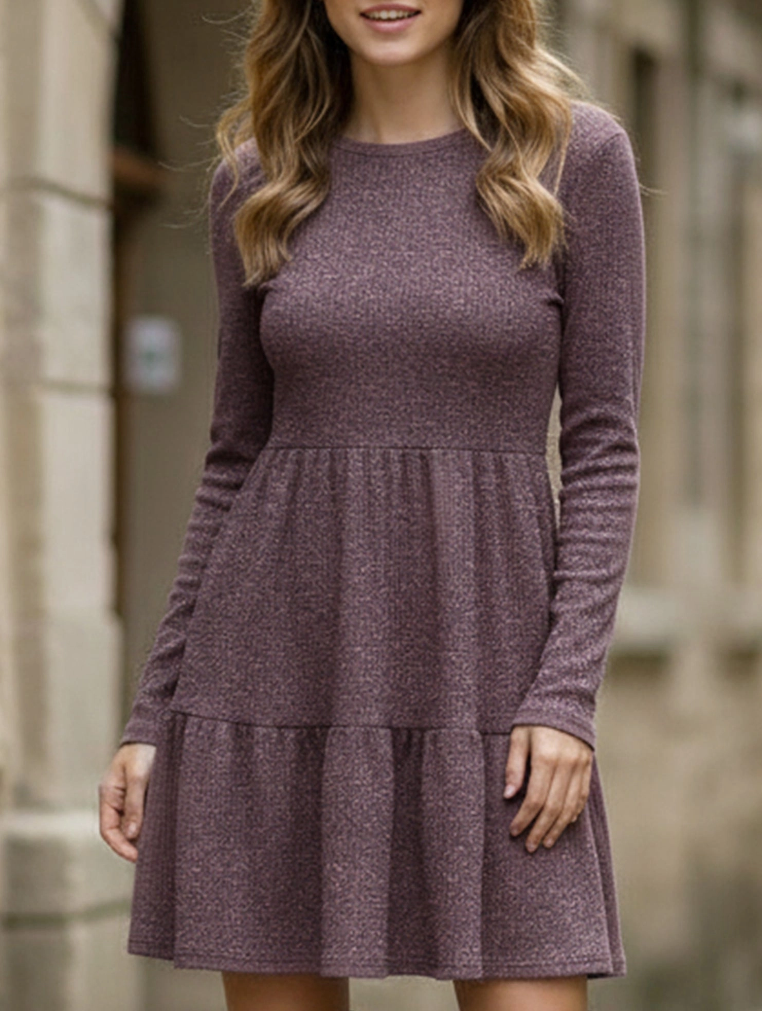 Beach Walk Minimal Mood Crew Neck Loose Striped Sweater Dress