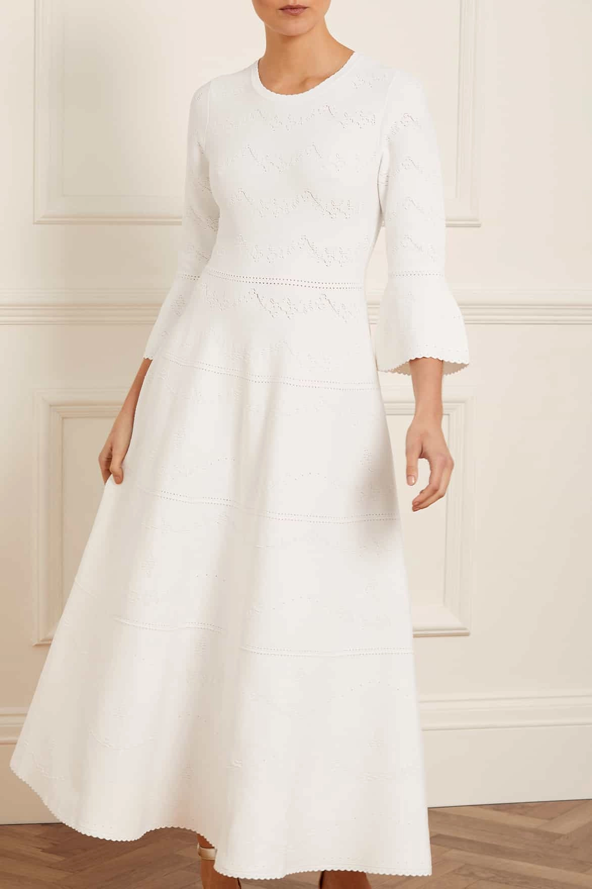 Pretty Pointelle Knit Gown Tailored Silhouette