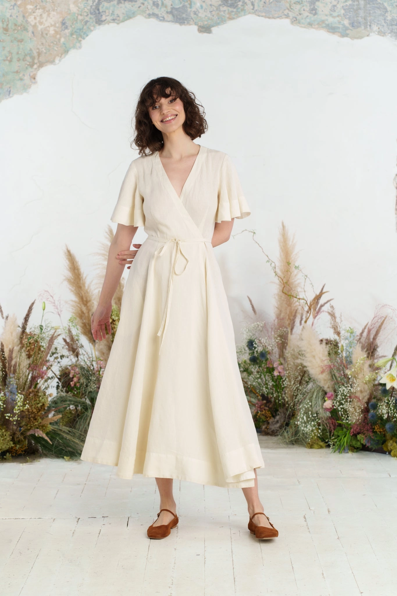 Chic formal attire Maxi Wrap Dress, Butterfly Sleeve