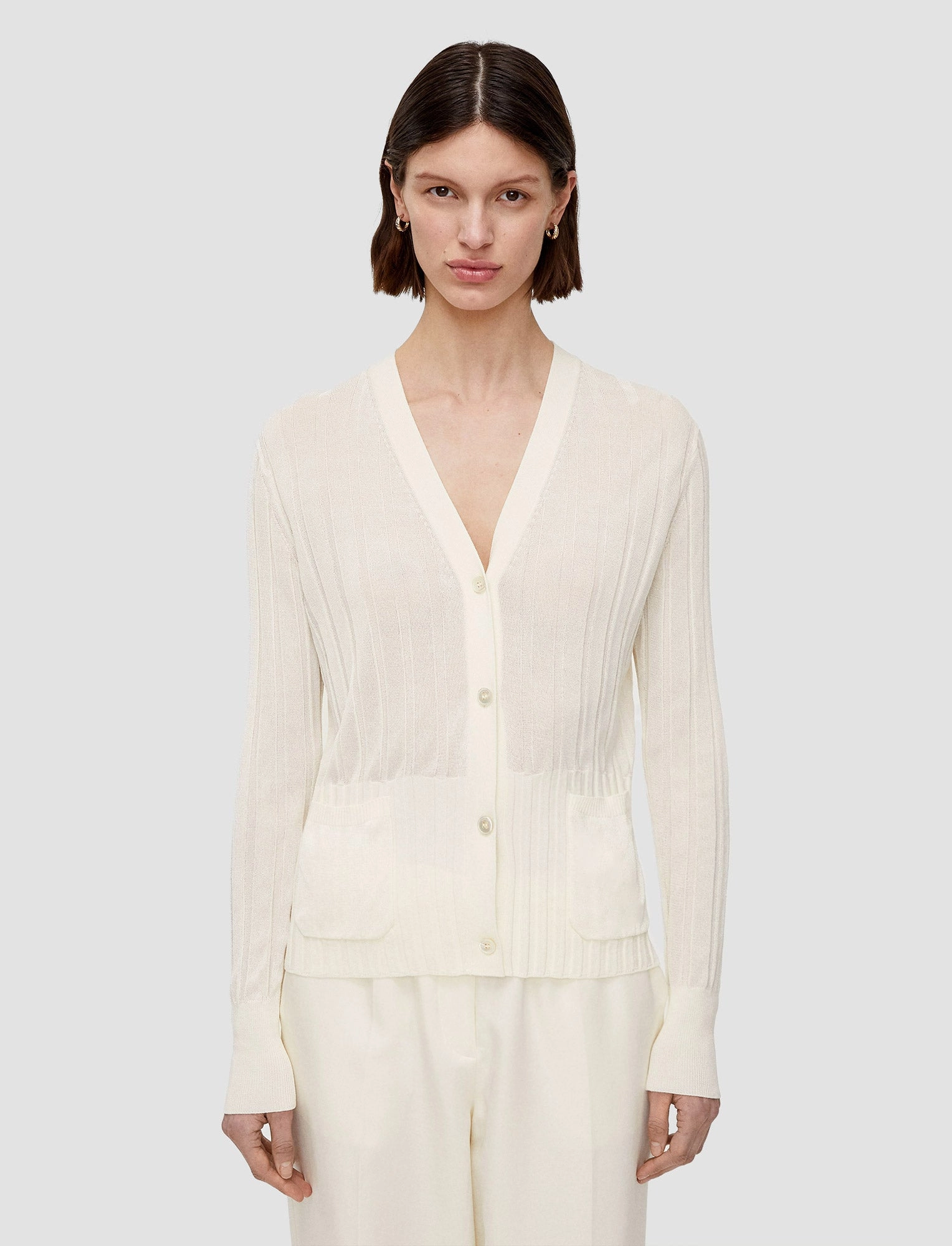 Crisp Rayon Knitted Cardigan Reinforced Hems Tagless Labeling