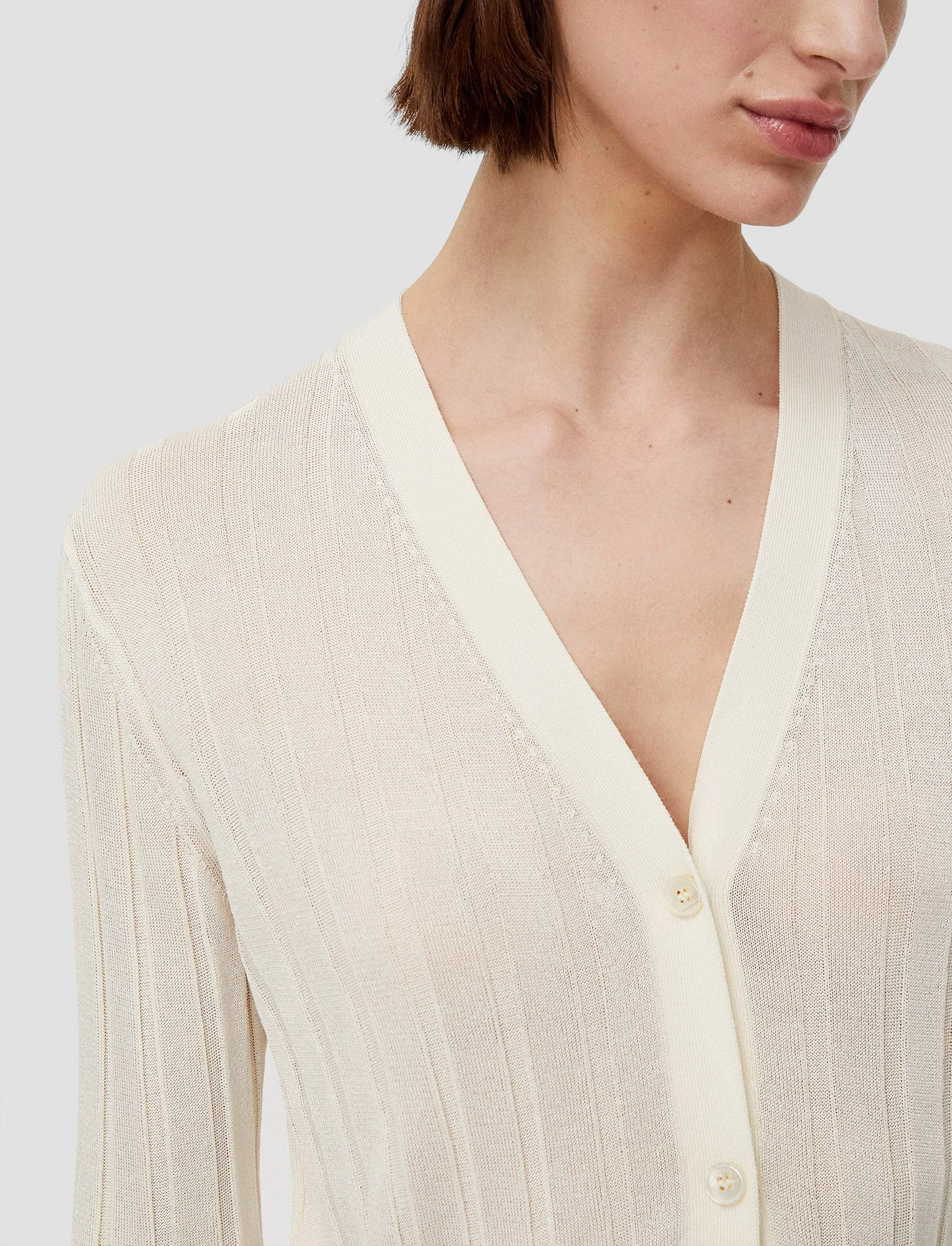 Crew Neckline Crisp Rayon Knitted Cardigan