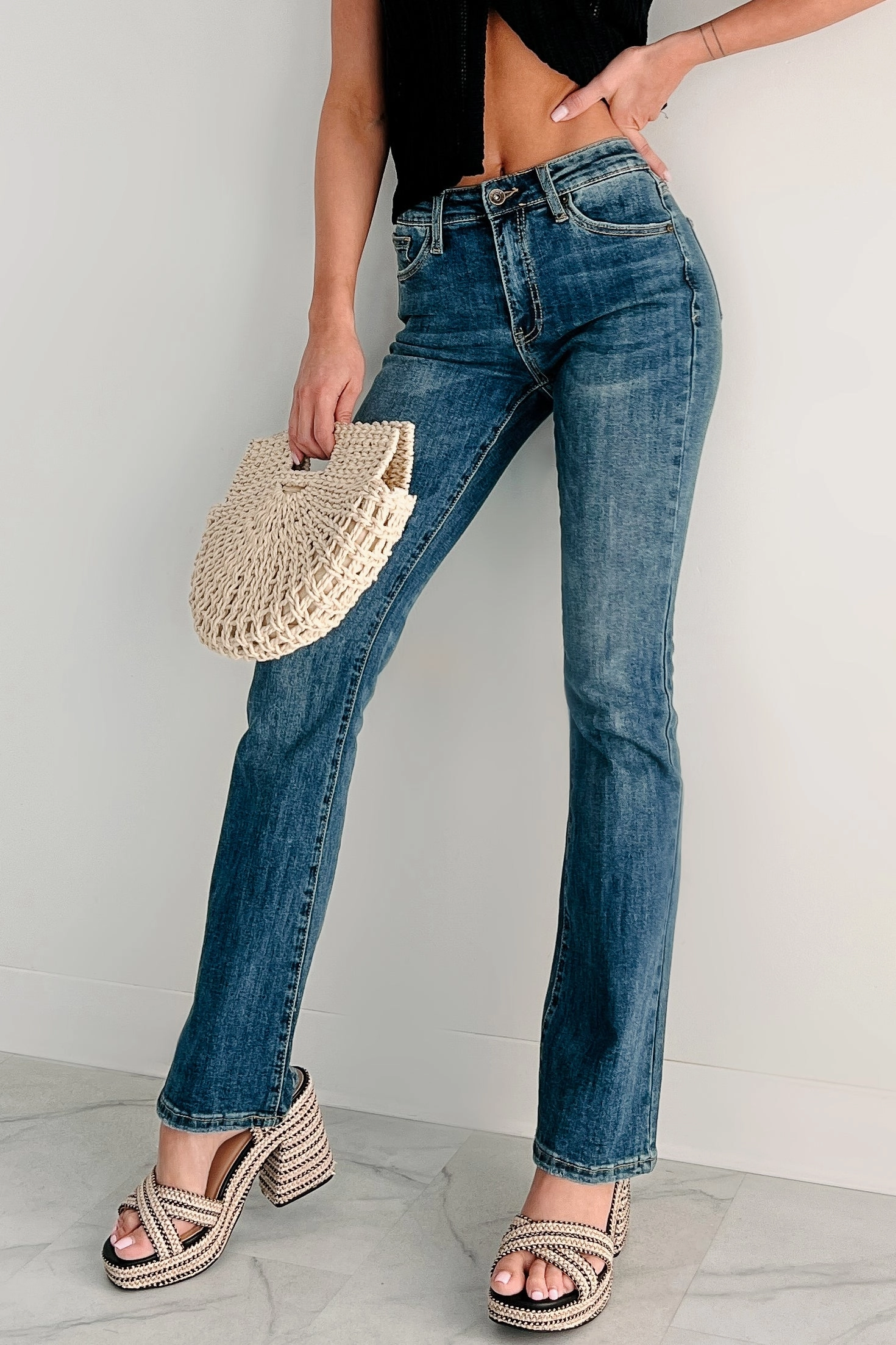 Dellen Mid Rise Special A Bootcut Jeans (Medium Dark) Trend Friendly