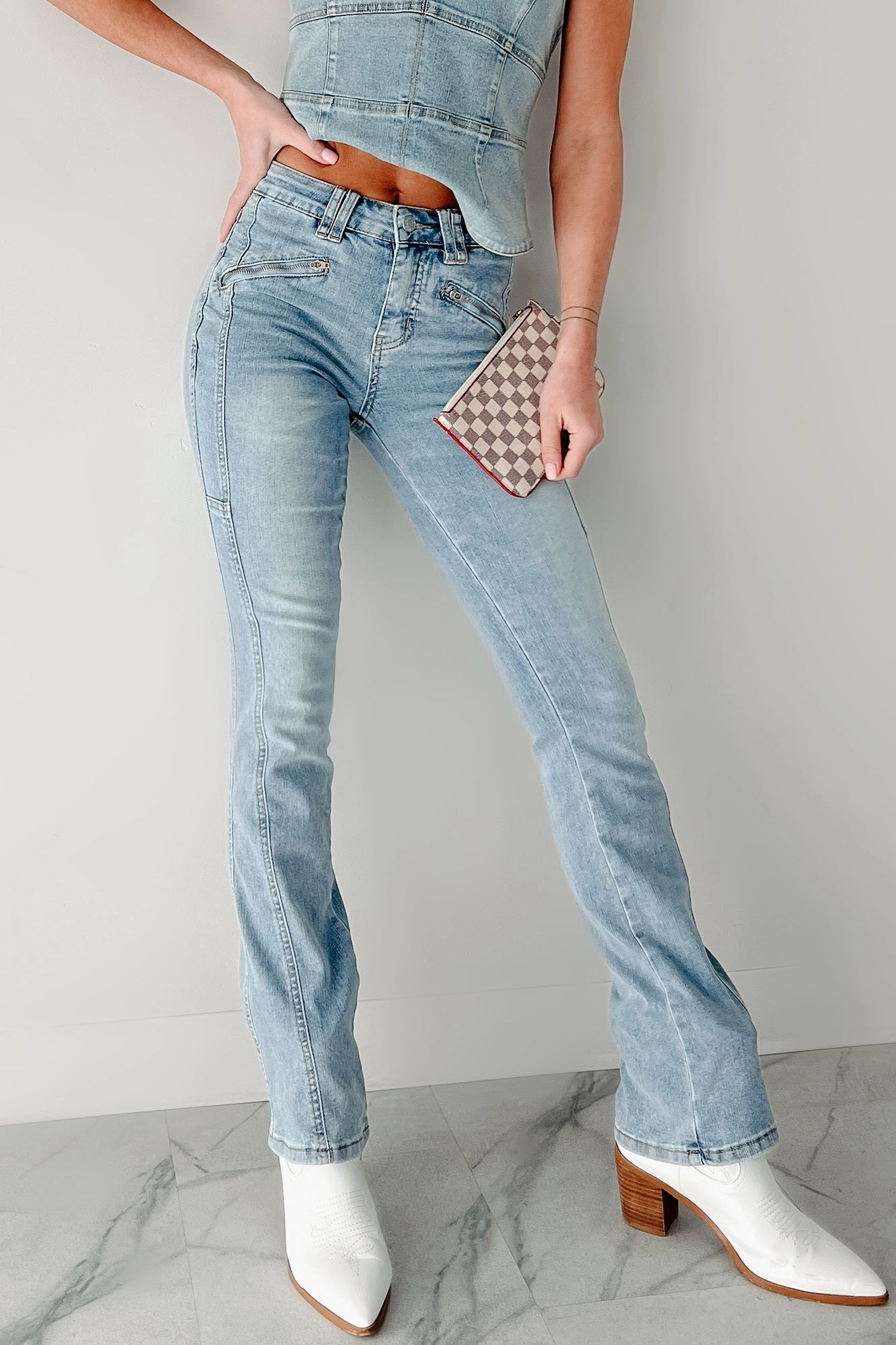 Base Look Morley High Rise Almost Famous Bootcut Jeans (Light)