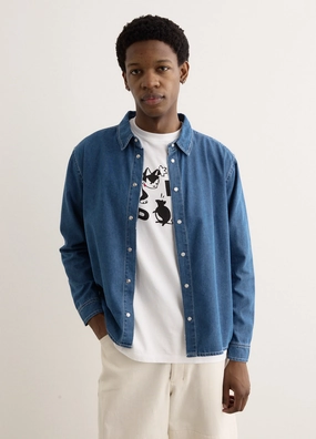 Applique Logo Denim Shirt Always Ready Classic Five Pocket