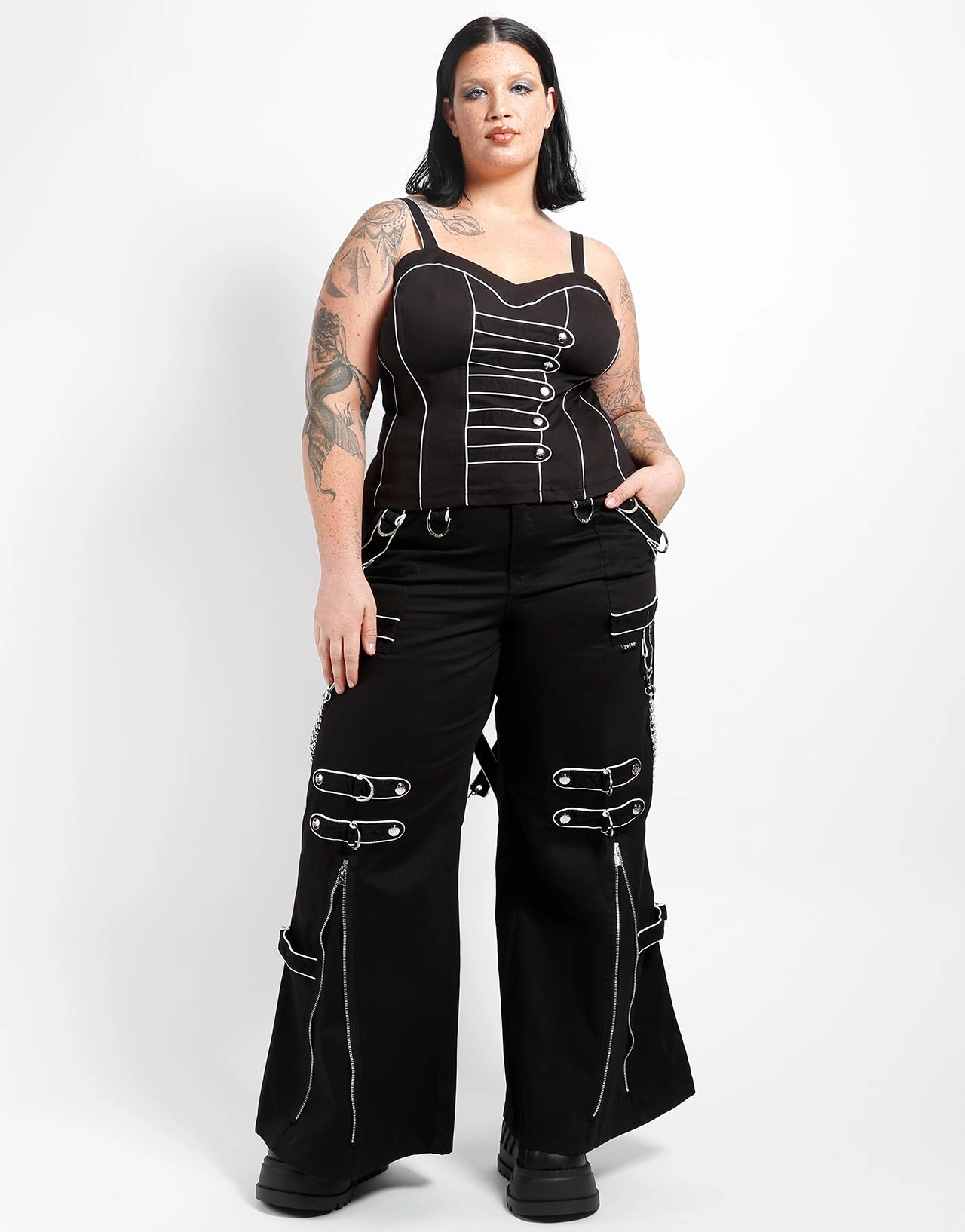 Minimal Fit CURVE BAND DARK STREET PANT WHITE