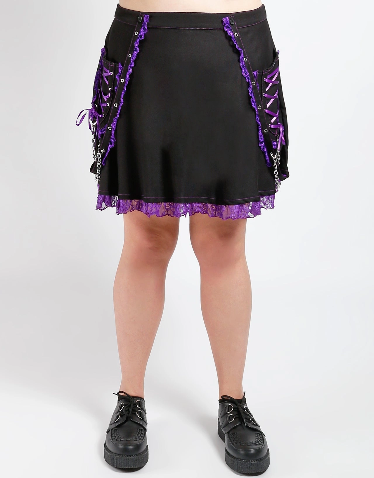 CURVE LOLITA SUSPENDER SKIRT PURPLE Full Motion Layered Panel Design