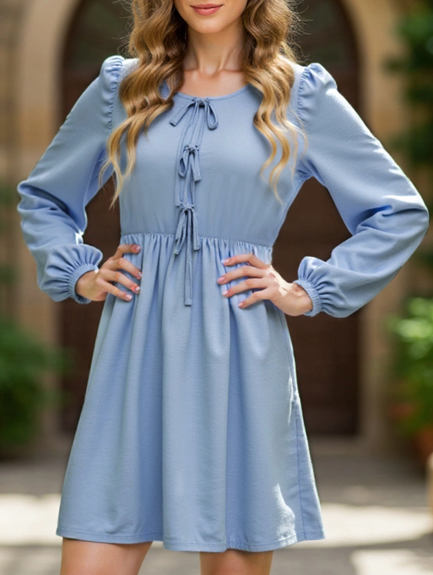 Stylish and comfortable lace-up dress Romantic-Detail