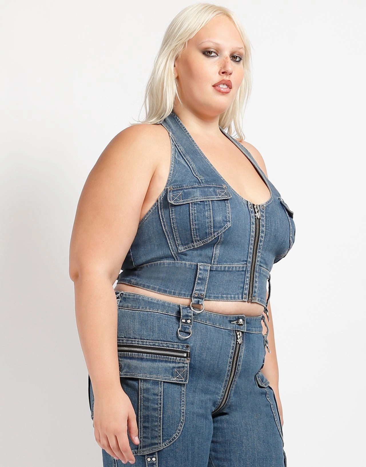 Bound Seam Finish preshrunk CURVE POWER HALTER DENIM