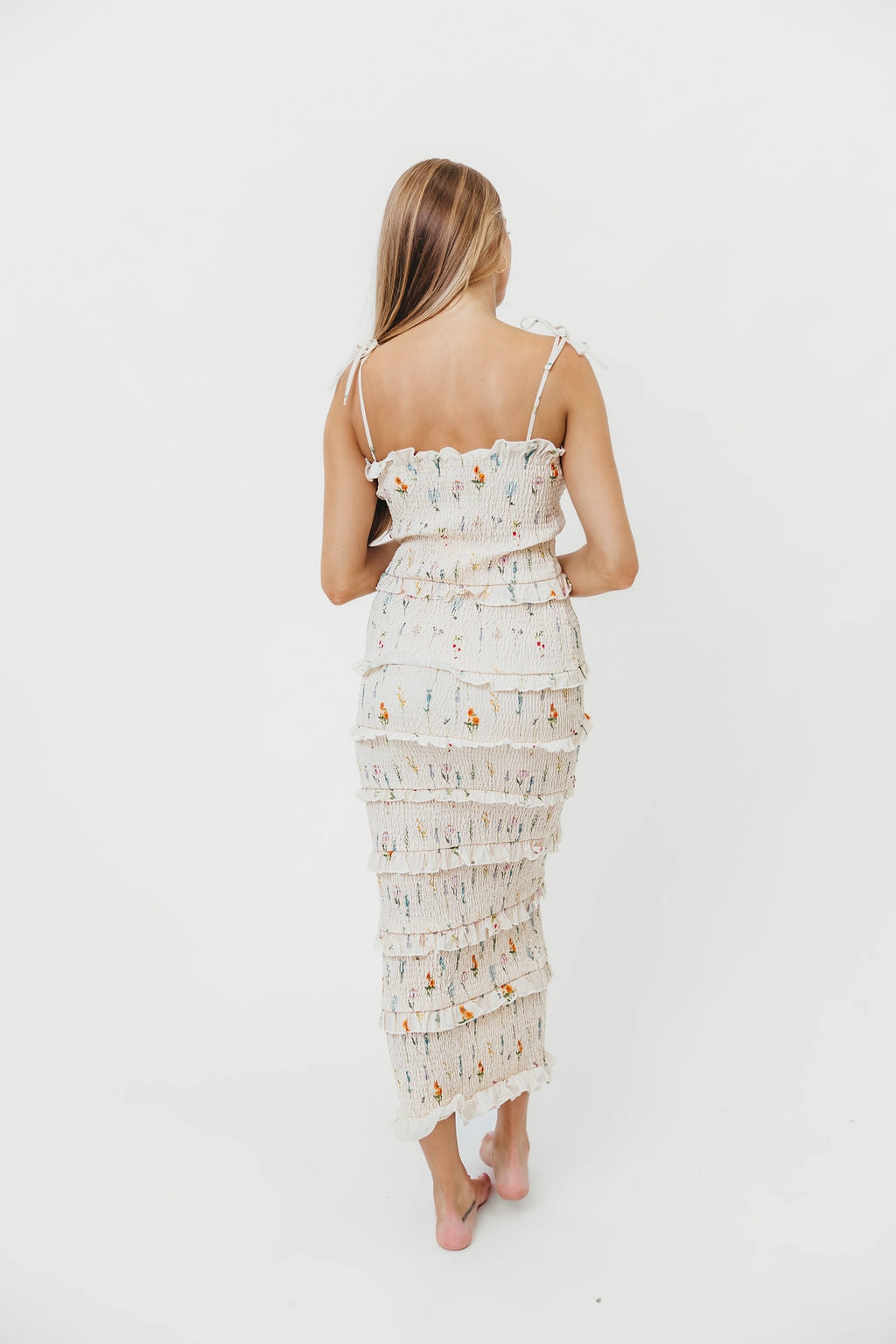 Soft Flow Cypress Smocked Midi Dress in Floral *Final-Sale*