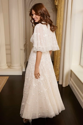 Dahlia Ditsy Short Cape Ankle Gown Polite Color Office Ease