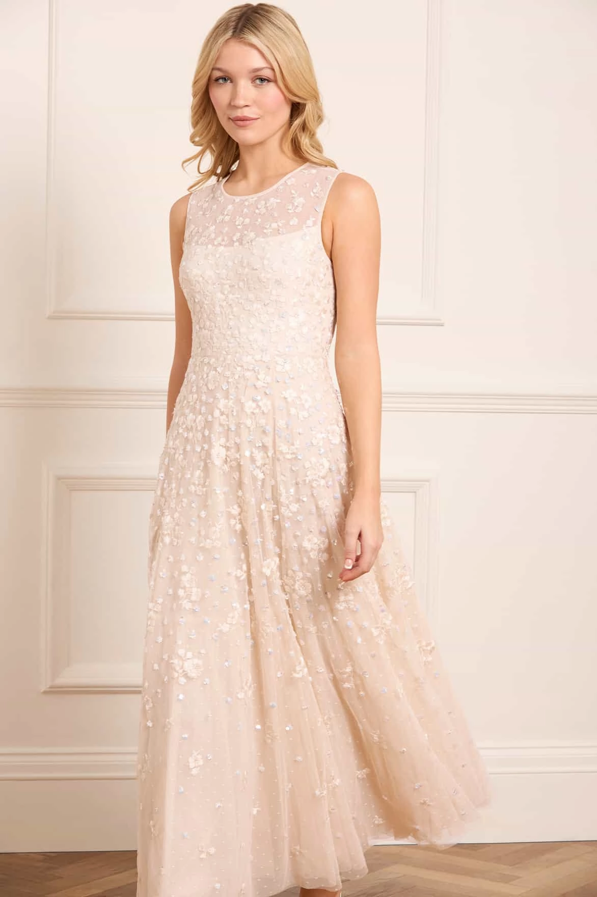 Work Comfort Dahlia Ditsy Short Cape Ankle Gown