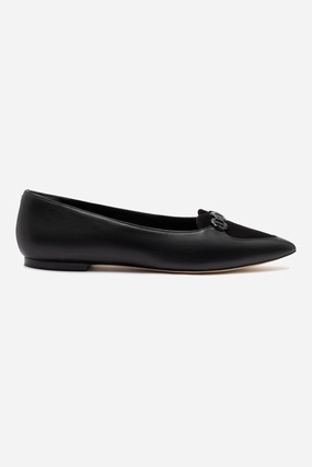 Audrey Flat In Black Leather Date Ready