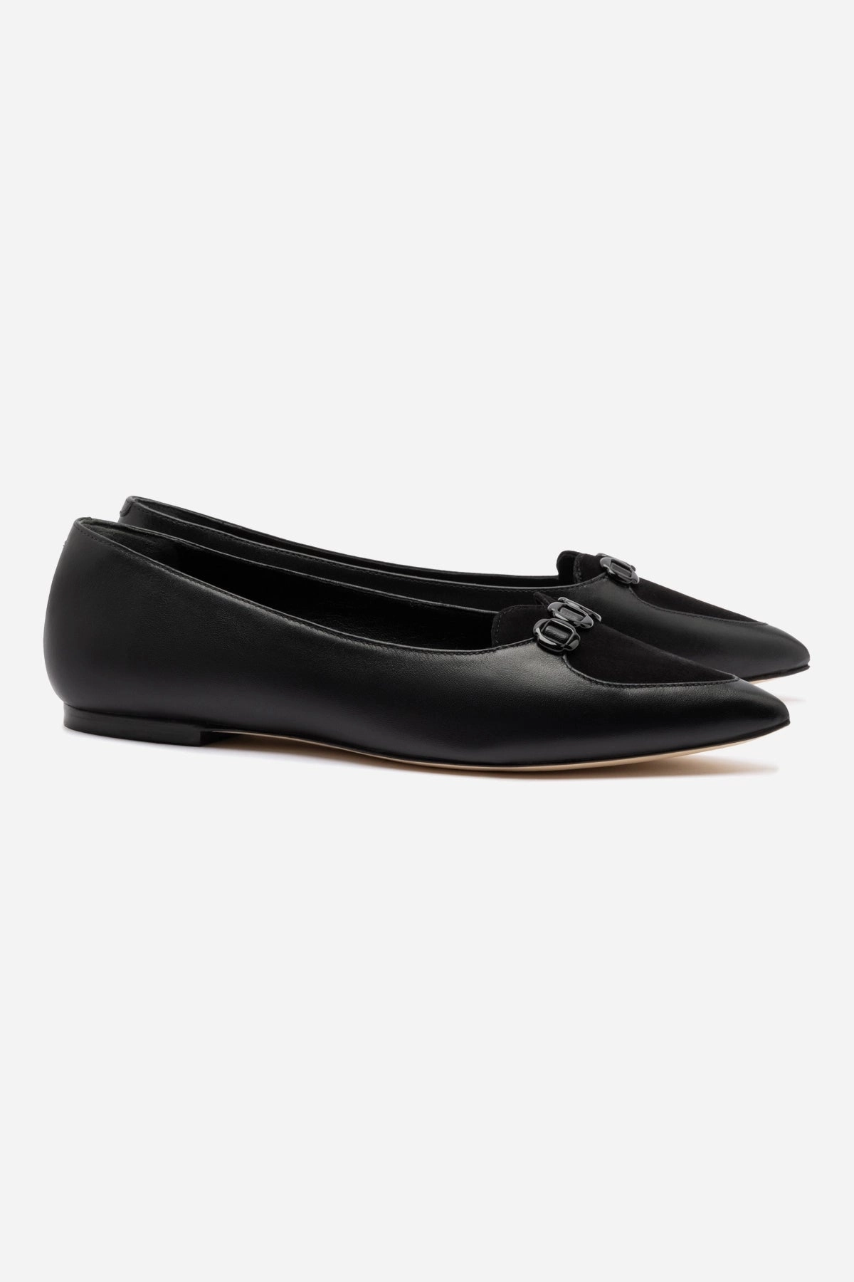 Breathable fabric Audrey Flat In Black Leather