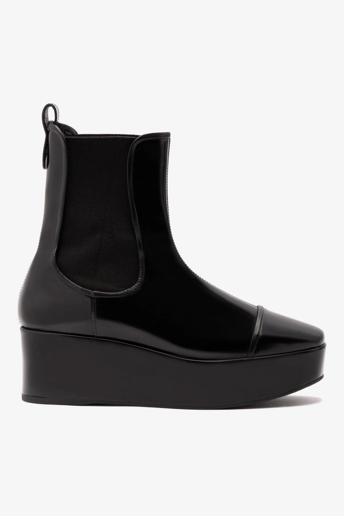 Dani Chelsea Flatform Boot In Black Box Leather Smooth Design