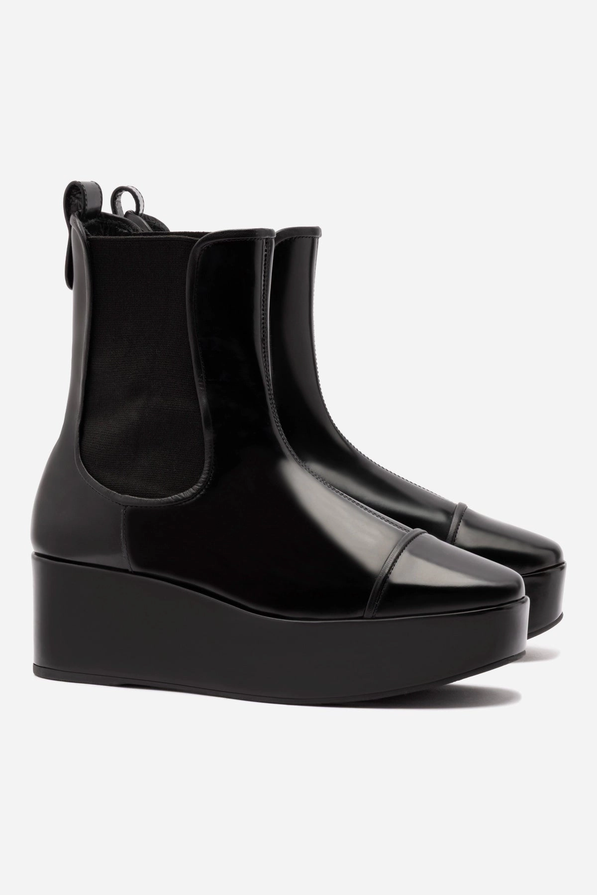 Dani Chelsea Flatform Boot In Black Box Leather Dust Guard