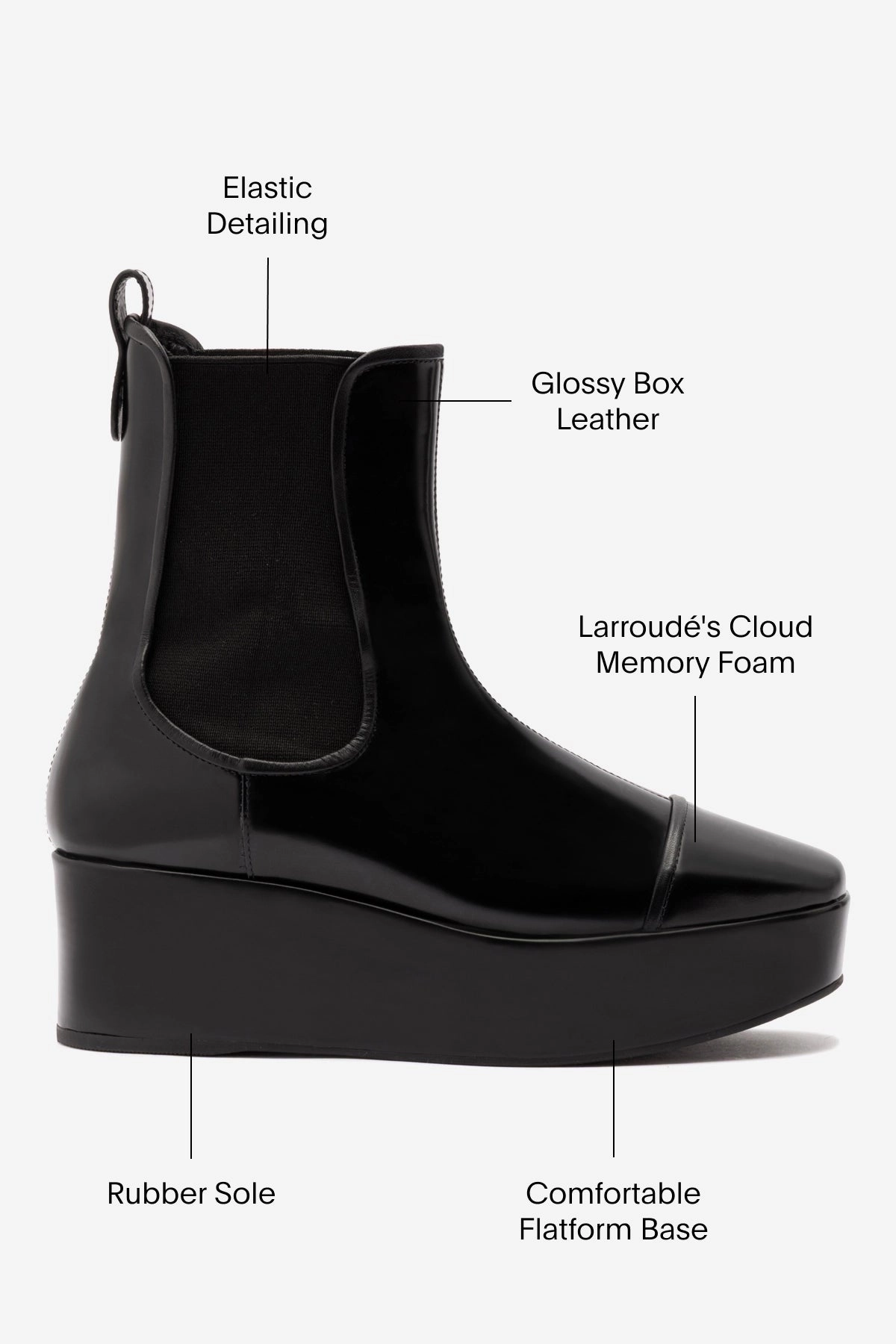 Horse Riding Dani Chelsea Flatform Boot In Black Box Leather