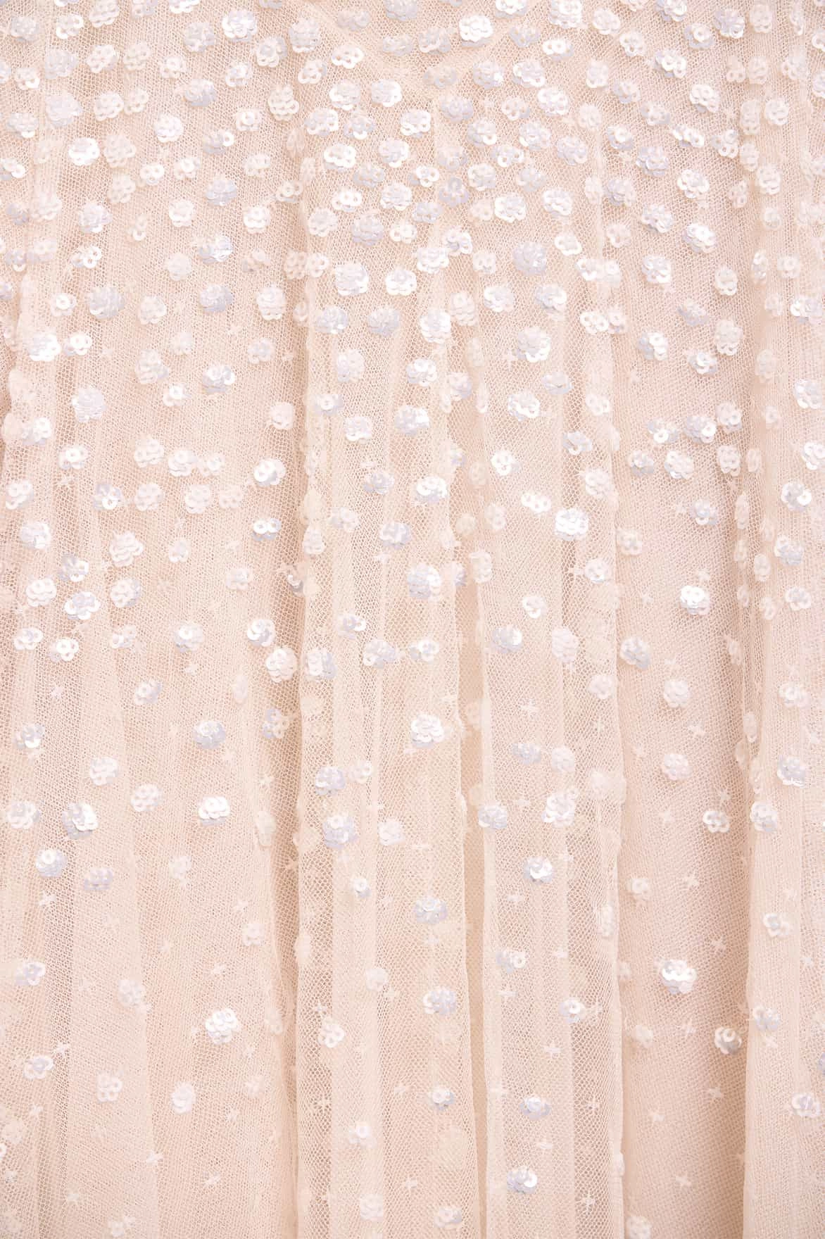 Relaxed Comfort Smile Glow Dappled Sequin Cape Ankle Gown