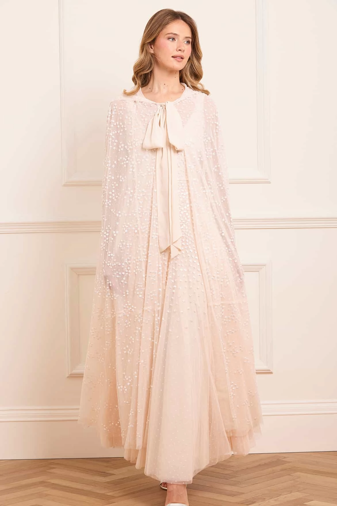 Comfort and style Dappled Sequin Hooded Long Cape