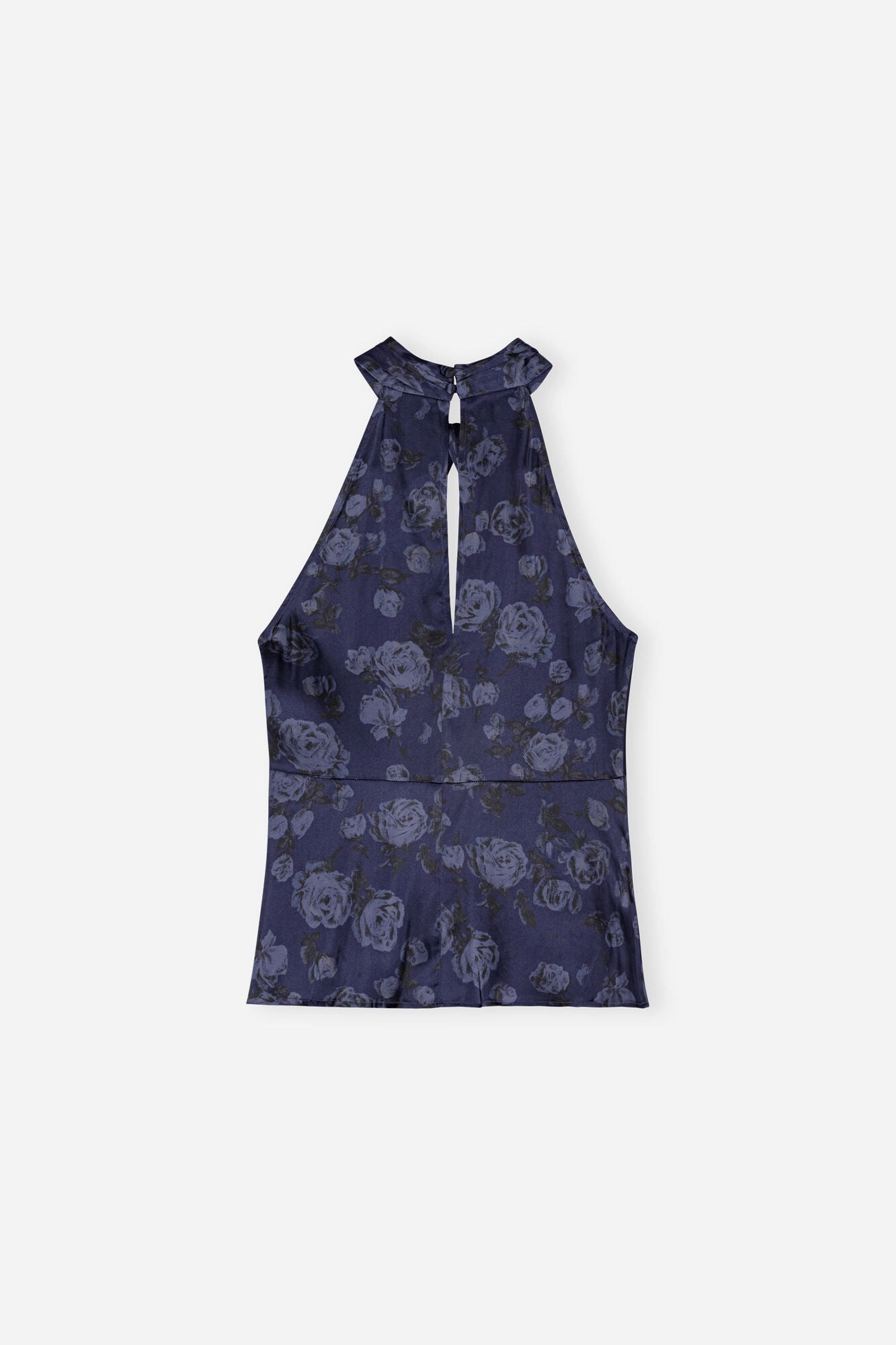 Bonded Seam Durability BiodegradableFabric Dark Blue Floral Printed Top