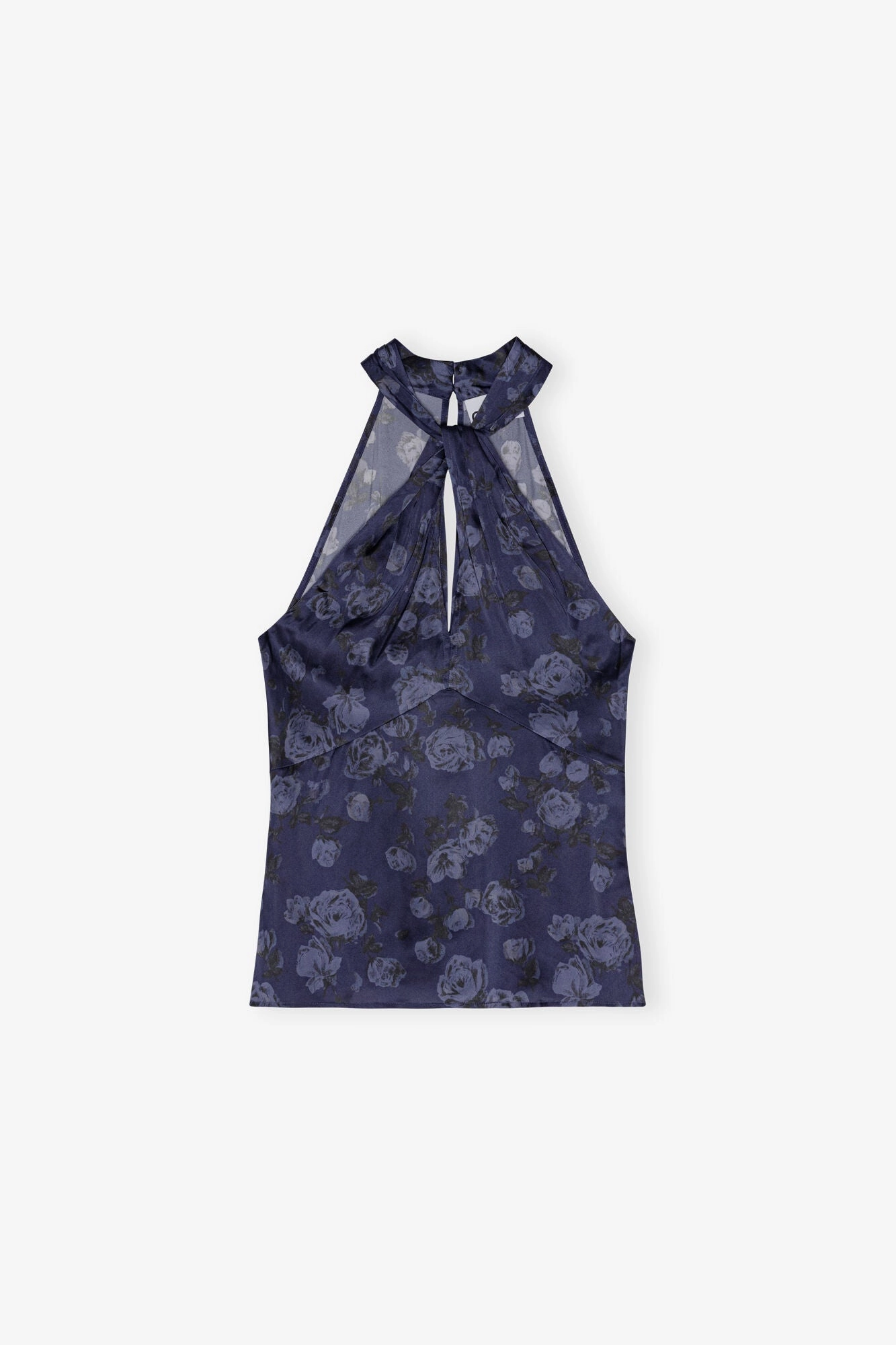 Dark Blue Floral Printed Top Cozy Layer BondedShoulderTaping