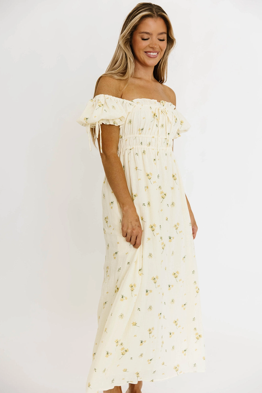 Fitted Design Savanna Steppe 100% Cotton Dress in Cream - Bump Friendly & Inclusive Sizing (S-3XL)