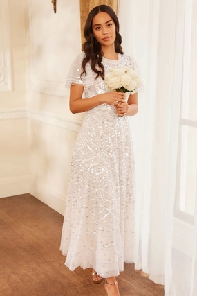 Flowy Cut Morning Wear Deco Dot Gloss Ankle Gown