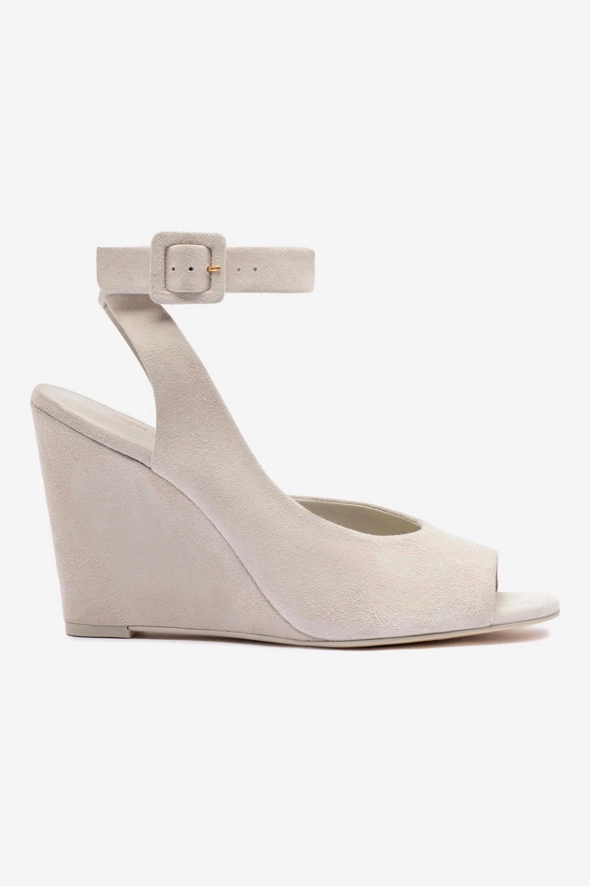 Deena By Larroud Wedge Sandal In Mushroom Grey Suede Water Friendly Daily Essentials