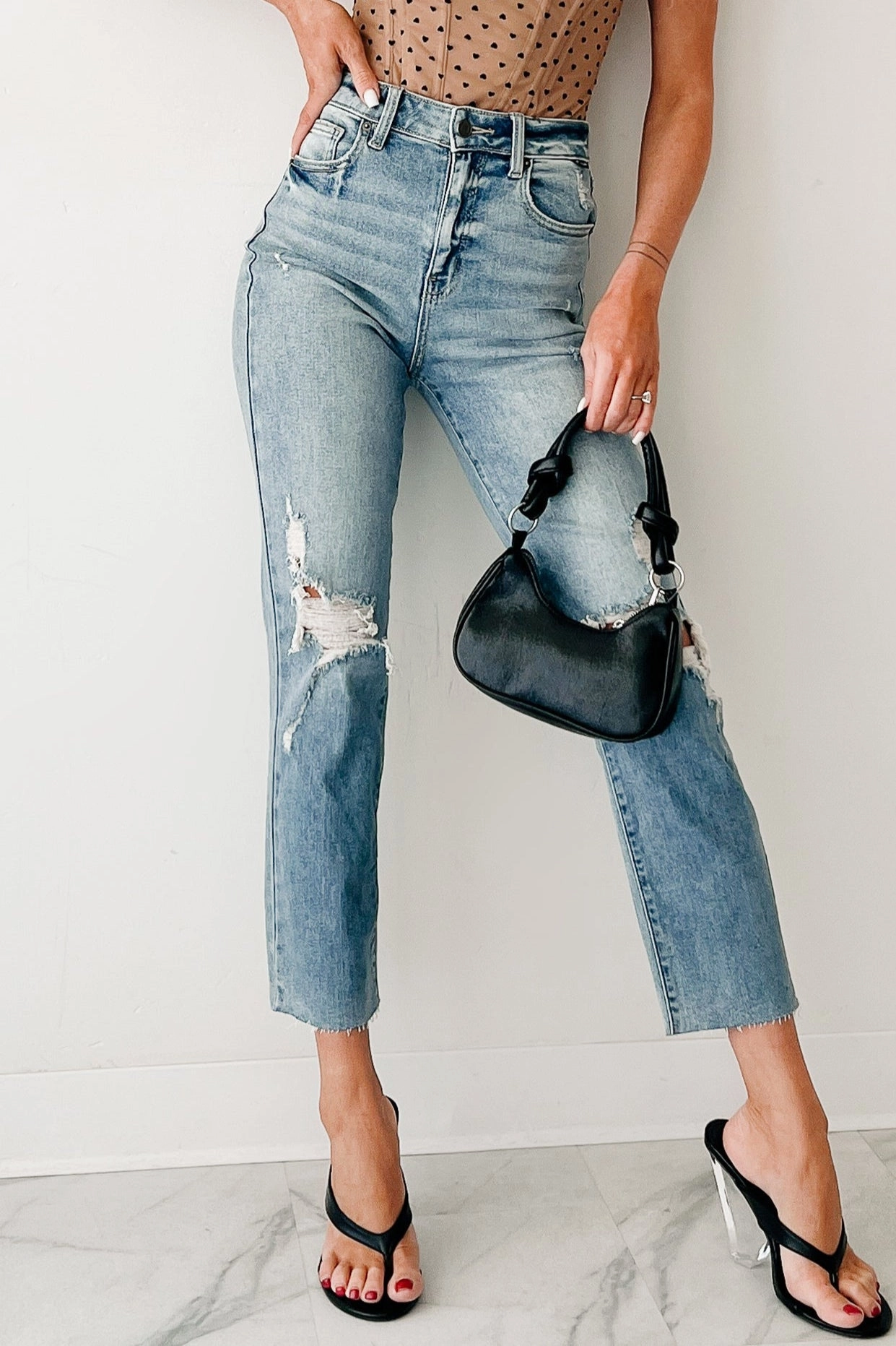 Delphine Distressed Straight Leg Cello Jeans (Light) Smooth Lightweight Ever Versatile