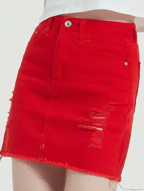 NonBindingWaistline Practical Look DENIM HIGH-WAISTED SKIRT WITH HIP WRAP_CWJSK0105