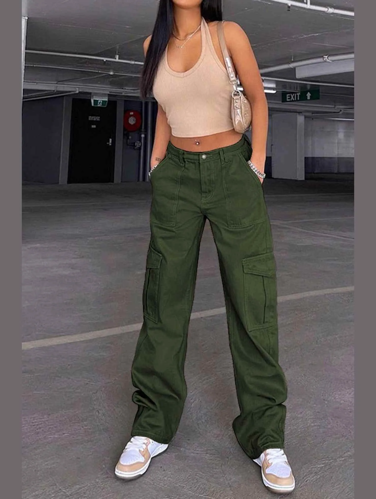 Chilly Comfort Everyday Must-have DENIM SEMI ELASTIC DESIGN CARGO PANTS_CWJP0180