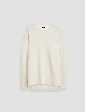 Cozy Weekend Minimal Look Diagonal Knit Round Neck Jumper
