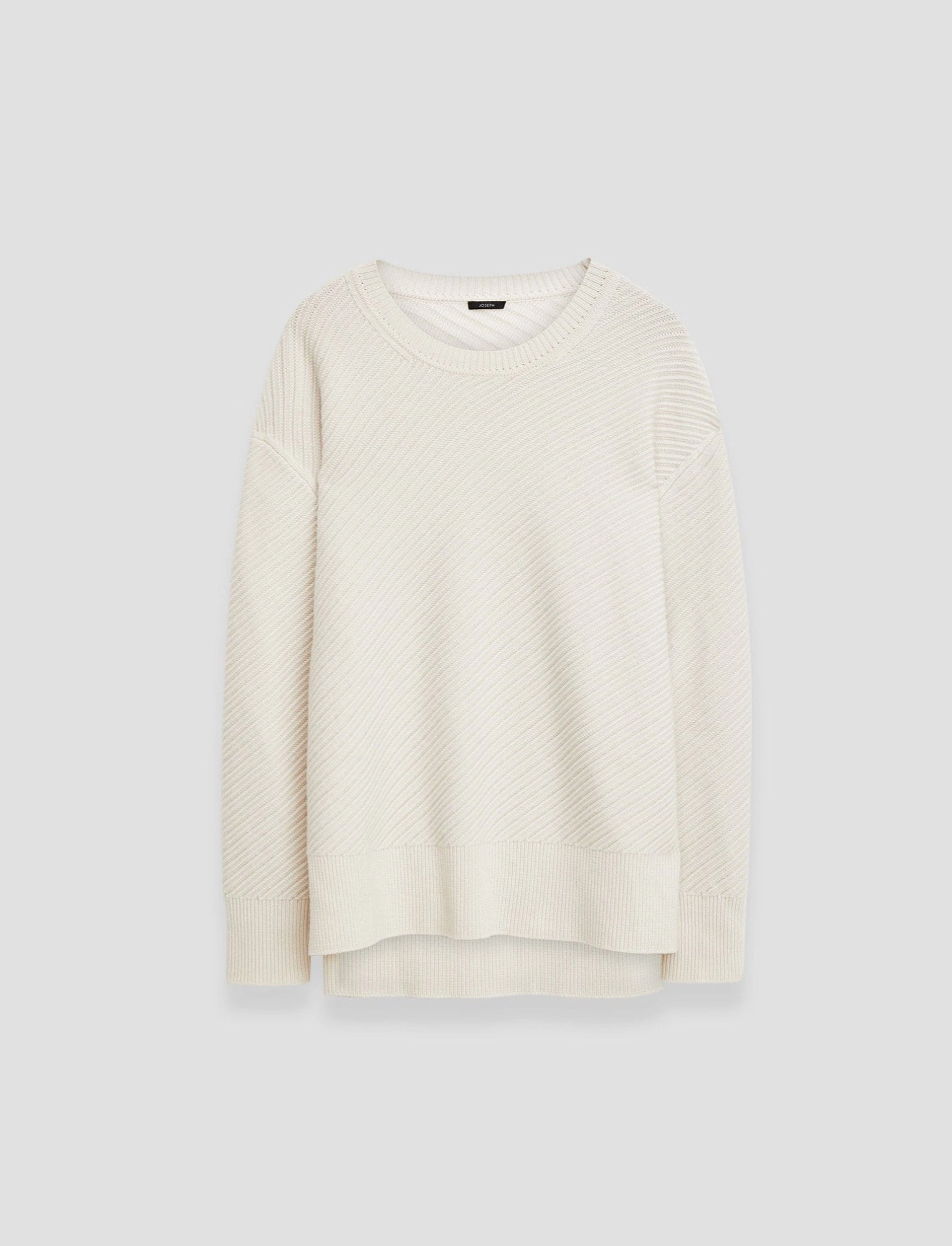 Cozy Weekend Minimal Look Diagonal Knit Round Neck Jumper