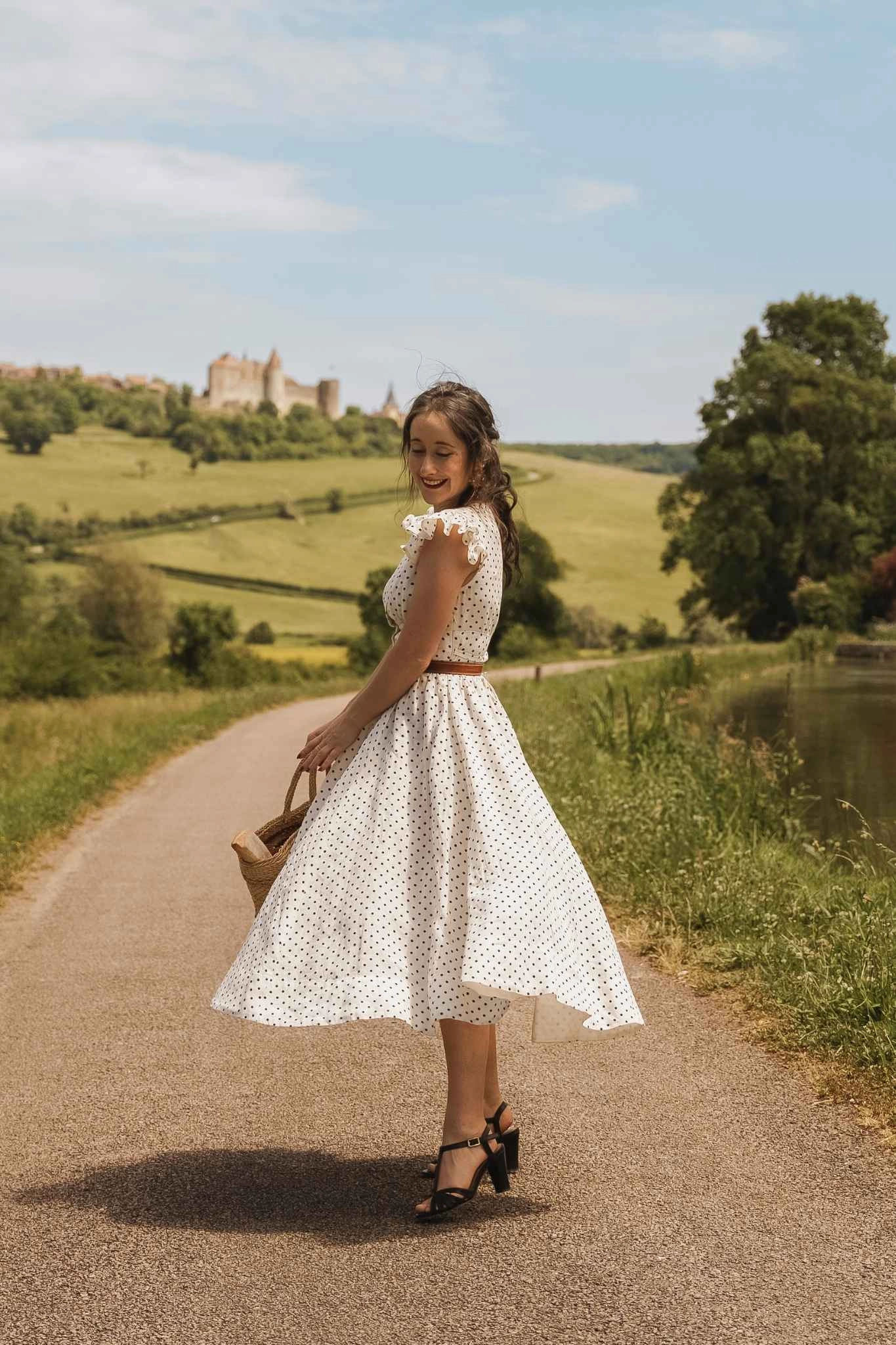 Crisp Texture Ready Glow Diane Dress, Ruffle Sleeve