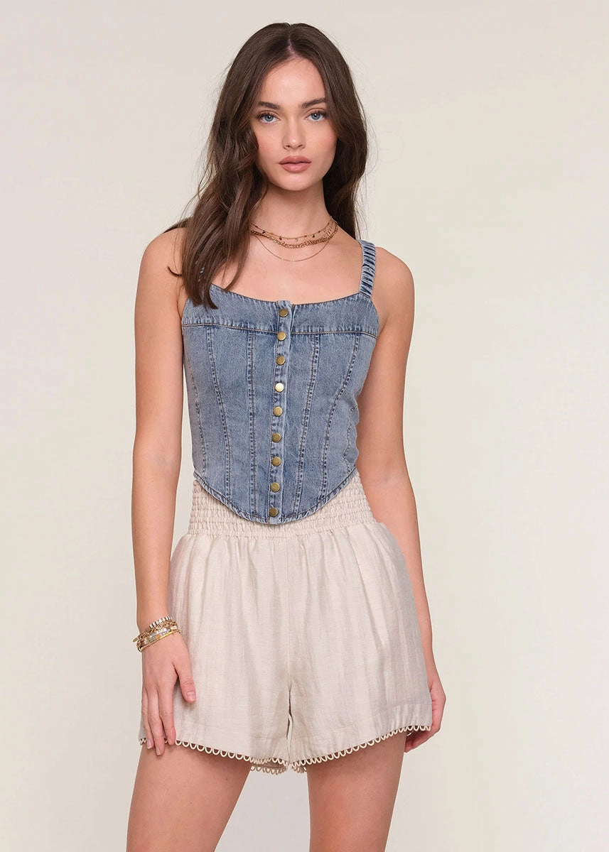 Diane Top - Ocean ReflectiveTrim Retro Style