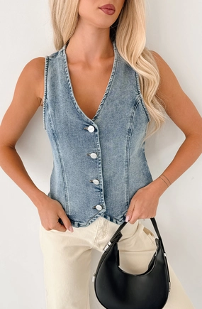 Cool Texture Did My Part Risen Denim Vest (Medium)