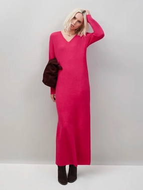 Pink V-Neck Knit Dress Delicate Mood Low Maintenance